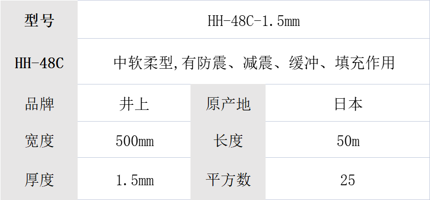 HH-48C泡棉、日本HH-48C-1.5mm厚井上聚氨酯泡棉